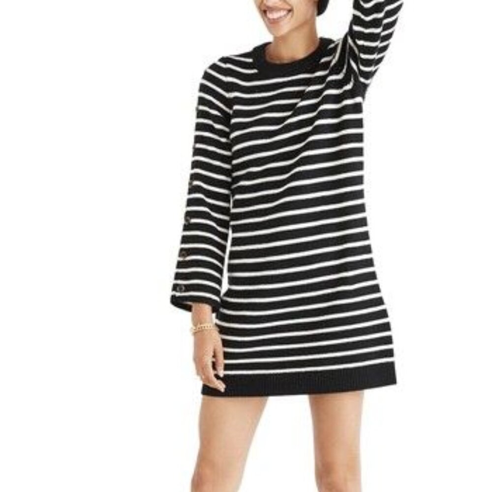 Madewell Black and white striped sweater dress size Medium